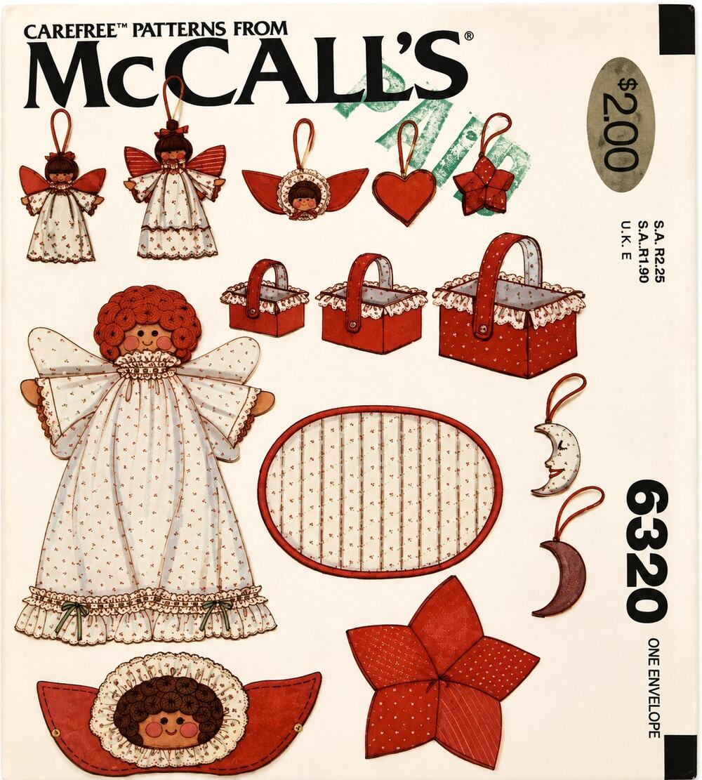 Vintage McCall's 6320 Christmas Ornament Holiday Decor Tree Topper Pattern UC
